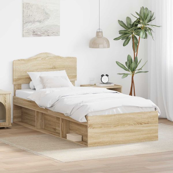 vidaXL Rám postele Sonoma dub 75 x 190 cm Masívne borovicové drevo