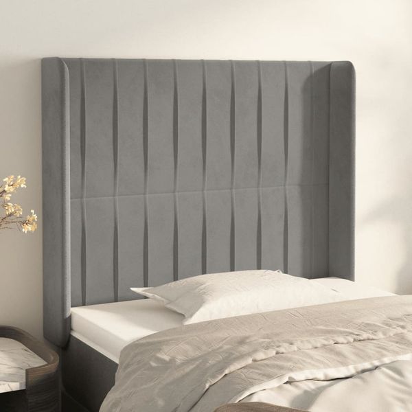 vidaXL Čelo postele so záhybmi bledosivé 103x16x118/128 cm zamat