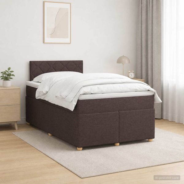 vidaXL Posteľ boxspring s matracom Tmavohnedá 120 x 200 cm Látka