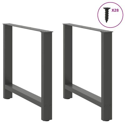 vidaXL Nohy k jedálenskému stolu, antracitové, 2 ks, 70 x (72-73) cm, oceľové