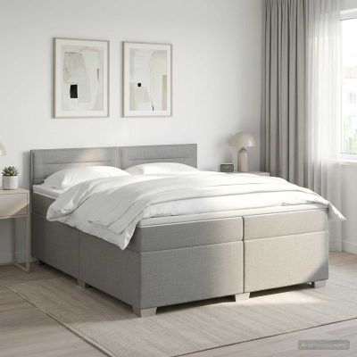 vidaXL Posteľ s boxspringom a matracom a LED Svetlosivá 200 x 200 cm