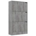 vidaXL Botník s 3 dvierkami betónový 59x24x105 cm drevotrieska