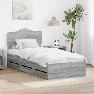 vidaXL Rám postele Sivý Sonoma 100 x 200 cm Inžinierske drevo
