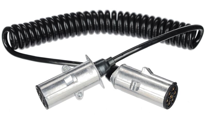Propojovací spirálový kabel 7pin typ N TRAILER CABLE 13, kovová zástrčka, 24V, 3,5m SIXTOL