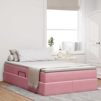 vidaXL Postel s úložným prostorem a matrací Ružová 120 x 190 cm Zamat