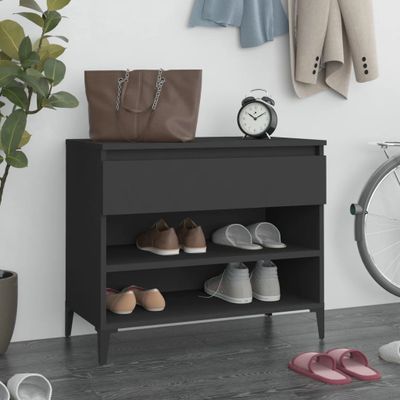 vidaXL Botník čierny 70x36x60 cm spracované drevo