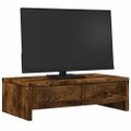 vidaXL Stojan na monitor a zásuvky dymový 50x27x15 cm kompozitné drevo