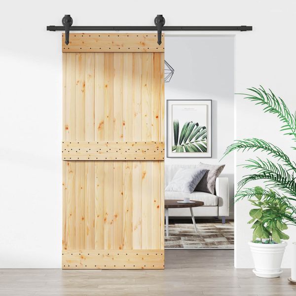 vidaXL Posuvné dvere Prírodná a čierna 90 x 210 cm