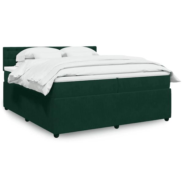 vidaXL Posteľný rám boxsping s matracom tmavozelený 200x200 cm zamat