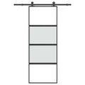 vidaXL Posuvné dvere s kovaním 76x205 cm tvrdené sklo a hliník úzke