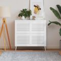 vidaXL Lamelové dvierka na skrinku 4 ks, biele 39,5x49,4 cm, borovica