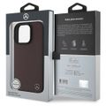 Puzdro Mercedes pre iPhone 16 Pro 6,3" MEHMP16L23RBGVR Hardcase MB Imitácia dreva Koža MagSafe červené