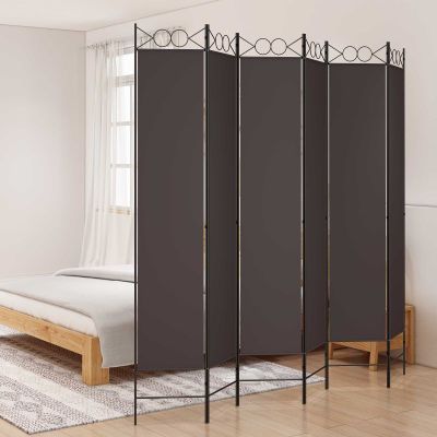 vidaXL 6-panelový paraván hnedý 240x220 cm látkový