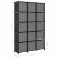 vidaXL Polica s boxmi, 15 kociek, čierna 103x30x175,5 cm, látka