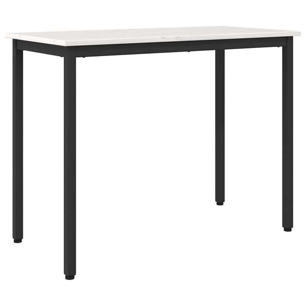 vidaXL stôl Biela 100 x 50 x 77 cm Inžinierske drevo a oceľ