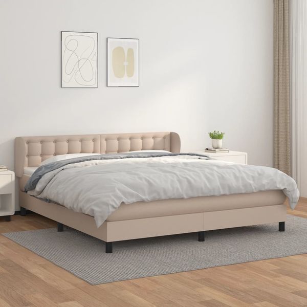 vidaXL Boxspring posteľ s matracom kapučínová 160x200 cm umelá koža