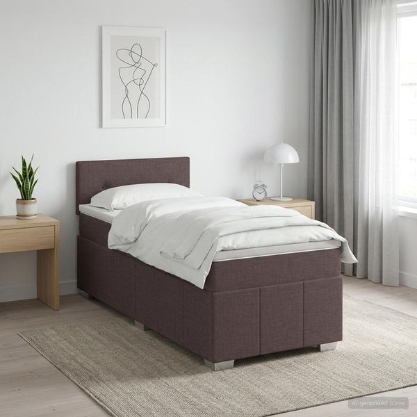 vidaXL Posteľ boxspring s matracom Tmavohnedá 100 x 200 cm Látka