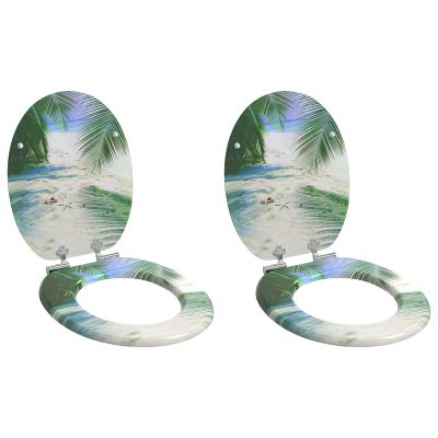vidaXL Sedenie na toaletu s tichým zatváraním 2 pcs Zelená 44 x 38 cm