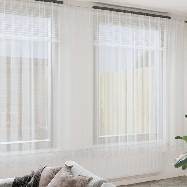 vidaXL Čipková záclona so záclonami Biela 300 x 500 cm Polyester