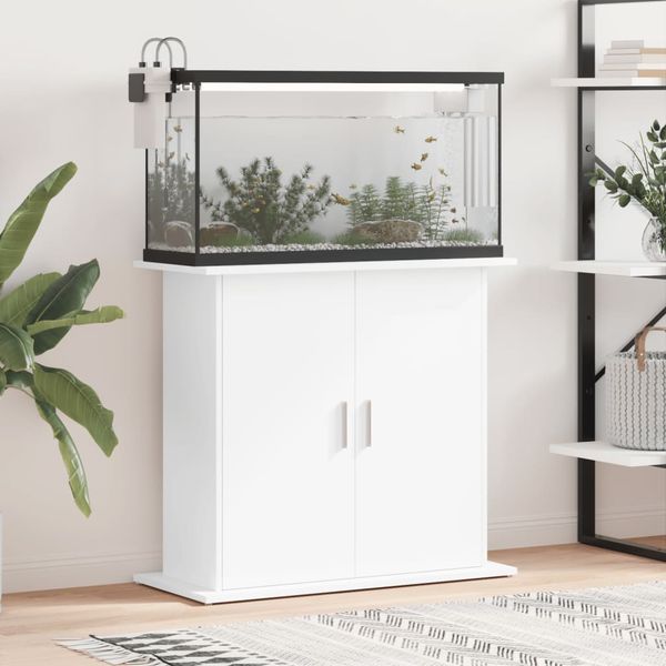 vidaXL Stojan na akvárium biely 81x36x73 cm kompozitné drevo