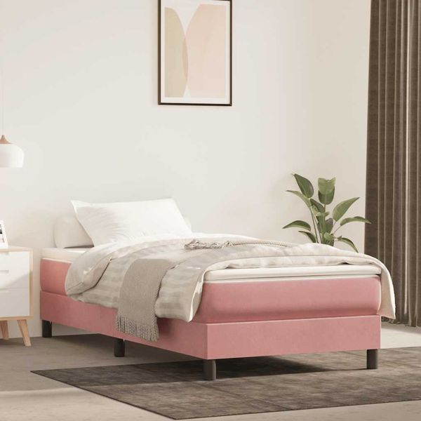 vidaXL Matrac s taštičkovými pružinami stredná tvrdosť ružový 100x210x20 cm zamat