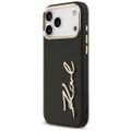 Karl Lagerfeld puzdro PU koža s logom Karl a kovovými tlačidlami fotoaparátu pre iPhone 17 Pro Max čierna