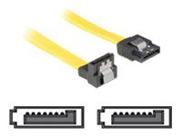 Kábel SATA – Serial ATA 150/300 – SATA (samica) na SATA (samica) – 30 cm – dole zahnutý konektor, vybavený západkou, priamy konektor – žltá