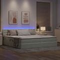 vidaXL LED úložná posteľ s matracom Svetlosivá 200 x 200 cm Zamat