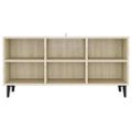vidaXL TV stolík nohy z kovu dub sonoma 103,5x30x50 cm