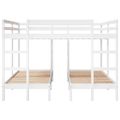 vidaXL Trojitá poschodová posteľ, biela 200x200/80x200 cm, borovica