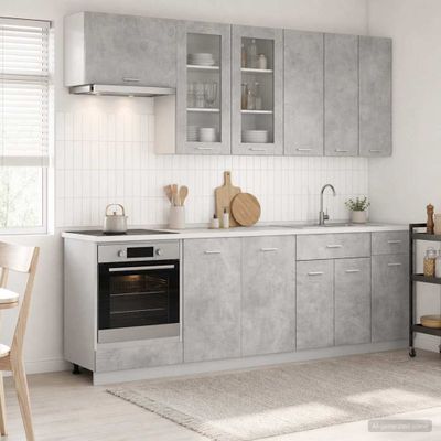 vidaXL Kuchynská jednotka LYON 8 ks Betónovo sivá Kompozitné drevo