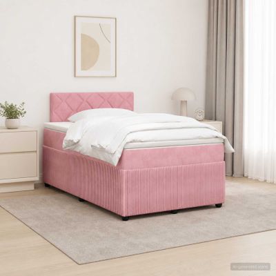 vidaXL Posteľ boxspring s matracom Ružová 120 x 200 cm Zamat
