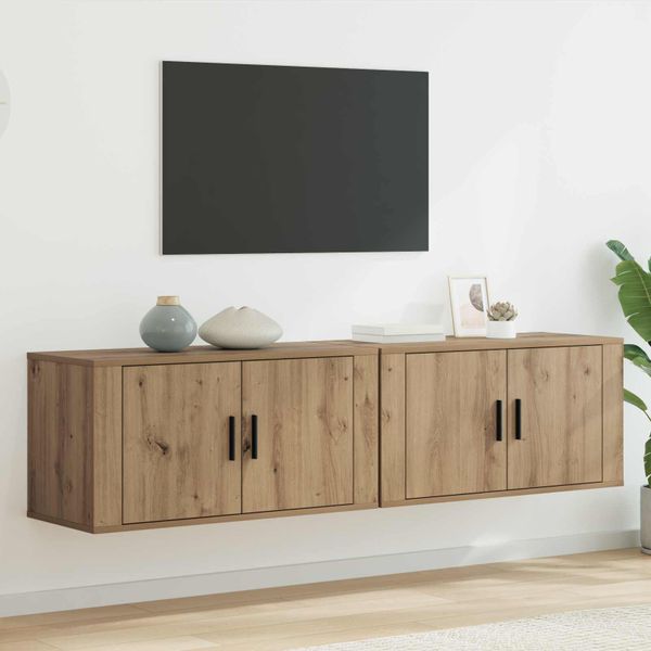 vidaXL Nástenný TV kabinetový set 2 pcs Remeselný dub Kompozitné drevo