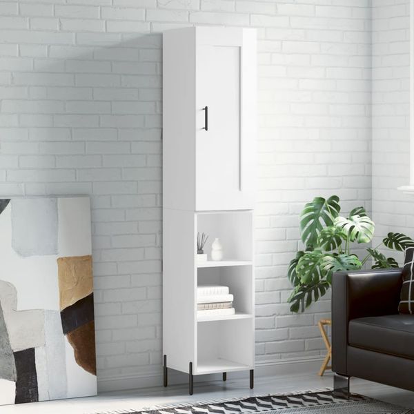 vidaXL Vysoká skrinka biela 34,5x34x180 cm spracované drevo