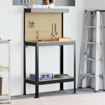 vidaXL Pracovný stôl Čierny 81 x 41 x 145 cm Spracované drevo a kov