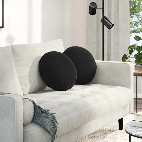 vidaXL Vankúše na sedenie 2 pcs Čierna Ø 40 x 13 cm Zamat