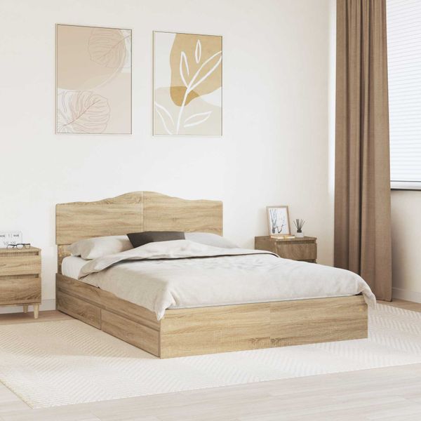 vidaXL Úložná posteľ Sonoma dub 140 x 200 cm Kompozitné drevo
