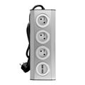 ORNO VIRONE FS-4 Povrchová rohová zásuvka 3x 230V, 2xUSB, 1,5m kábel, nerez