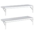 vidaXL Nástenné police 2 ks 75x23,5cm, strieborné, nehrdzavejúca oceľ