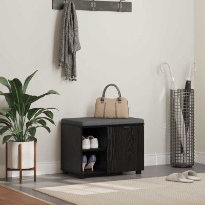 vidaXL Predsieňová lavica s vankúšom Čierny Dub 60 x 38 x 46 cm