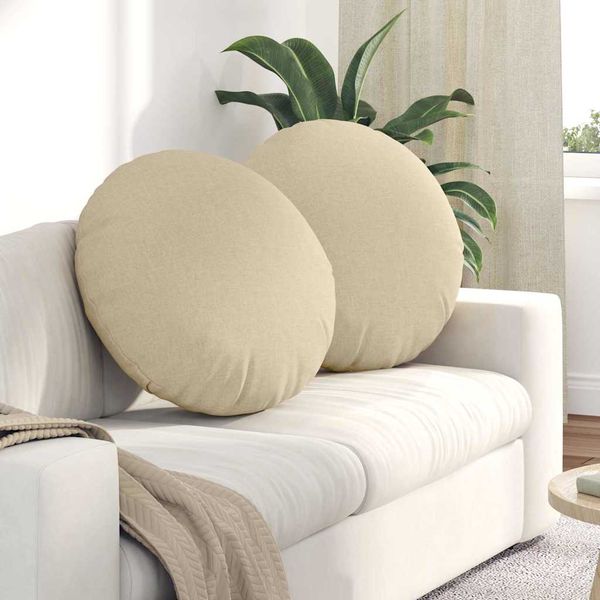 vidaXL Vankúše na sedenie 2 pcs Krémová Ø60 x 21 cm látka