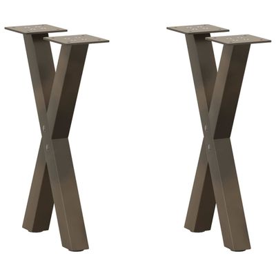 vidaXL Nohy konferenčného stolíka v tvare X, 2 ks, prírodná oceľ, 38 x (42-43) cm, oceľ