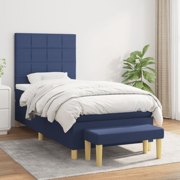vidaXL Boxspring posteľ s matracom modrá 100x200 cm látka