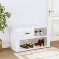 vidaXL Botník lesklý biely 80x35x45 cm spracované drevo