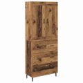 vidaXL Highboard 2 ks Staré drevo 69,5 x 34 x 180 cm Kompozitné drevo