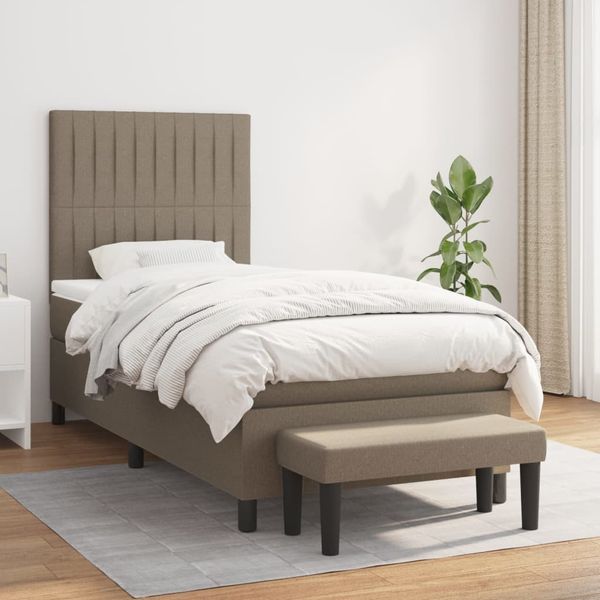 vidaXL Posteľný rám boxspring s matracom sivohnedý 90x190 cm látka