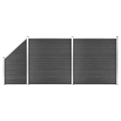vidaXL Sada plotových panelov WPC 446x(105-186) cm čierna