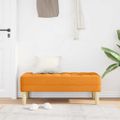 vidaXL lavička s vankúšom Tmavá žltá 113 x 57 x 39 cm látka