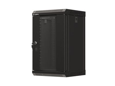 Lanberg racková skriňa 10'' nástenná 9u/300x300 (flat pack) s presklenými dvermi čierna