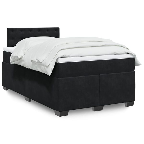 vidaXL Posteľný rám boxspring s matracom čierny 120x200 cm zamat
